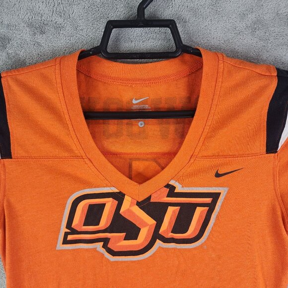 Womens Orange Nike OSU Cowboys Shirt V Neck Short Sleeve Oklahoma State Size S - Picture 4 of 11